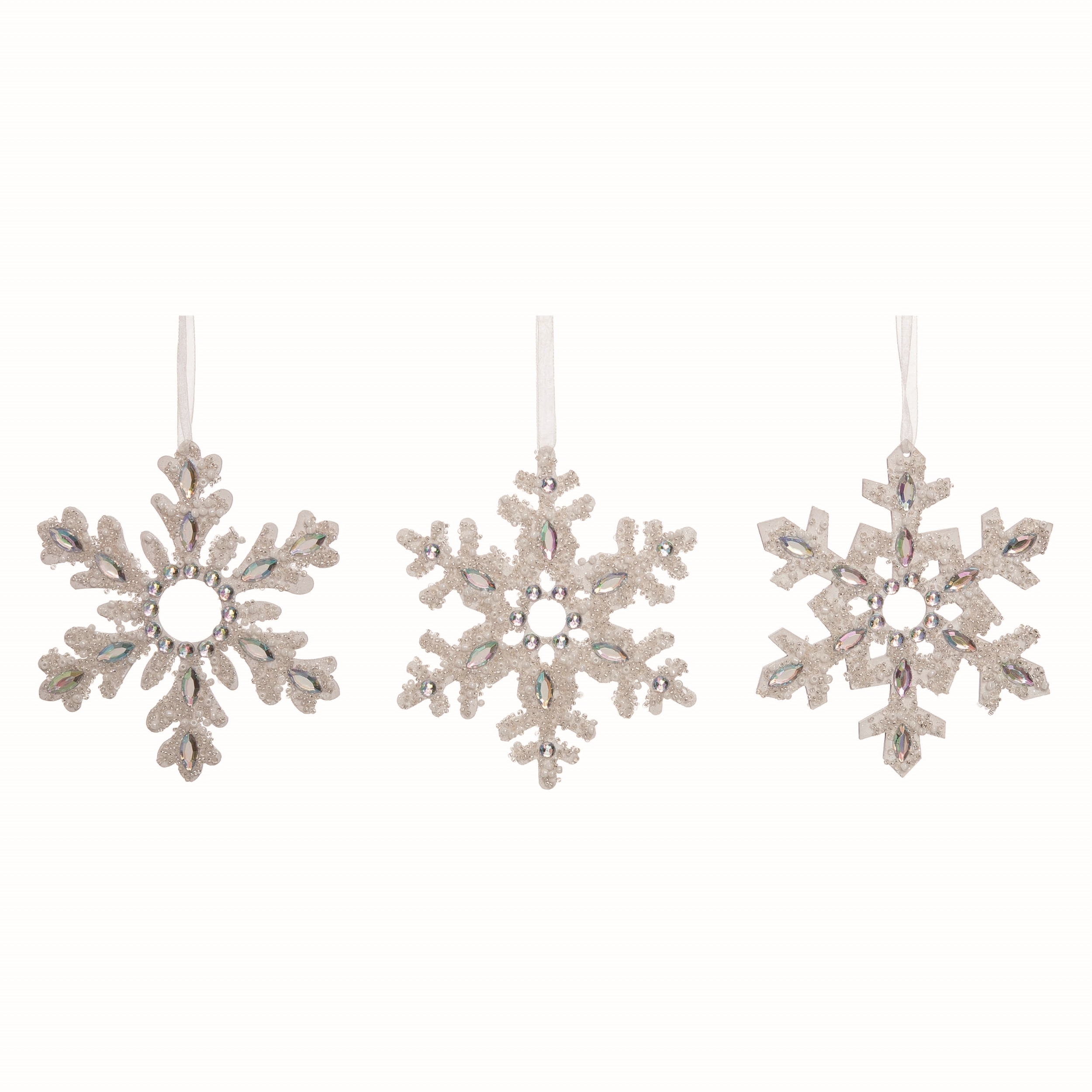 Transpac Wood White Christmas Snowflake Ornaments Set of 3 - Bed Bath &  Beyond - 34324262